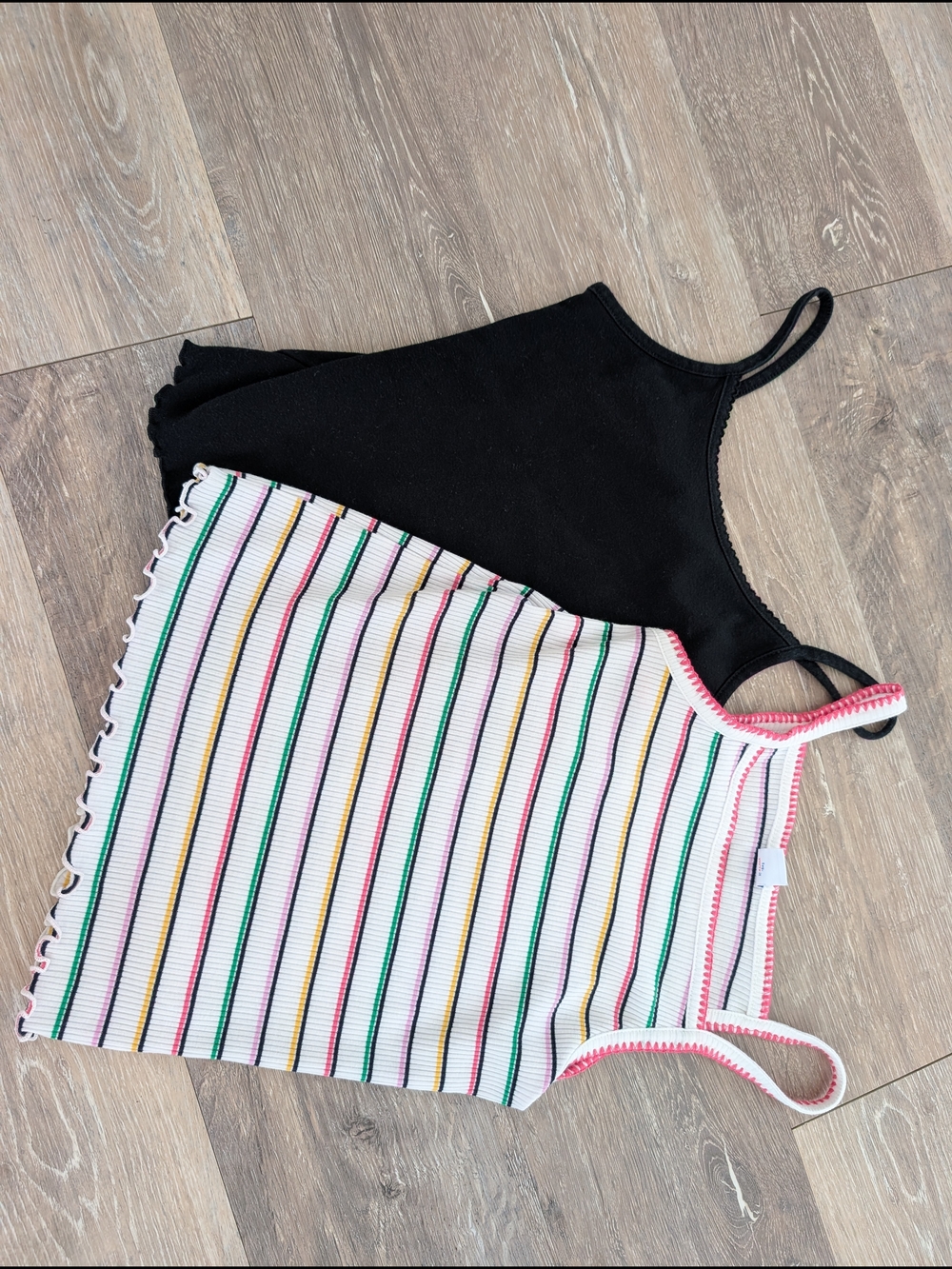 Kids Black & Multicolor Stripe Tank Tops - Pack of 2